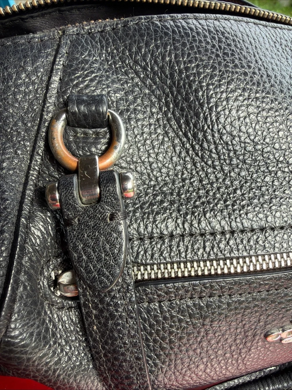 Coach Black Pebbled Leather Tote with Gold-Tone Logo